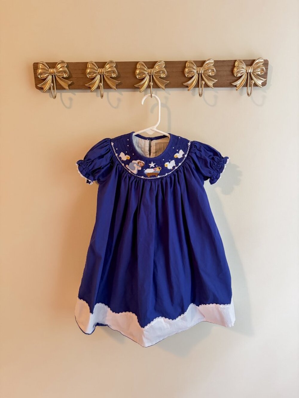 Lil Cactus 3T Girls Blue Smocked Dress with Embroidery